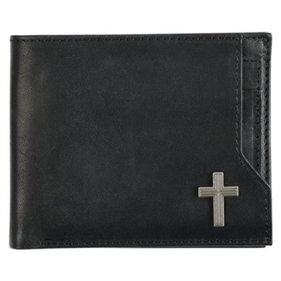 Cross Badge Leather Wallet, Black