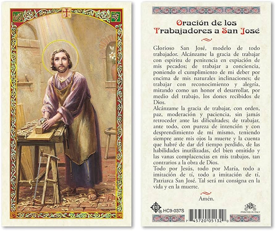 Oracion de los Trabajadores a San Jose Laminated Prayer Card