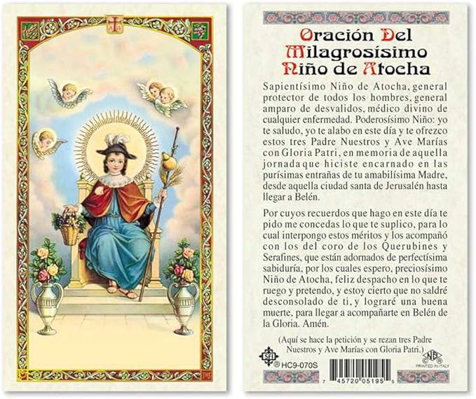 Oracion Del Milagrosisimo Nino de Atocha Laminated Prayer