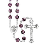 8mm Glass Emerald Marbelized Bead Rosary with Silver Ox Center and Celtic Crucifix