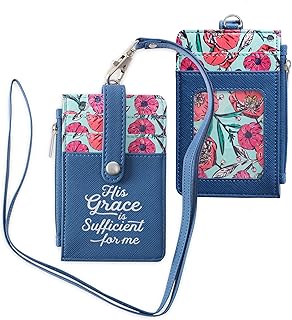 ID CARD HOLDER BLUE/TEAL FLORAL PRINTED HIS GRACE IS SUFFICIENT