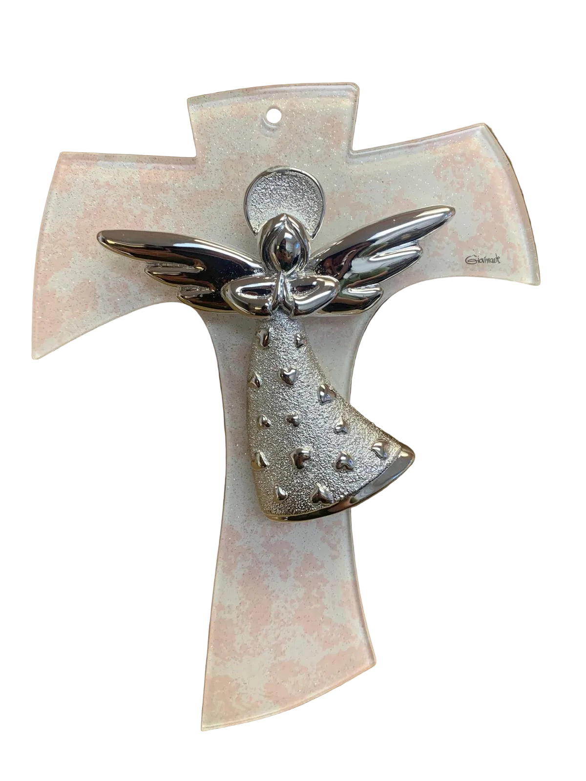 10X7.9" MURAN OGLASS ANGEL CROSS D-5
