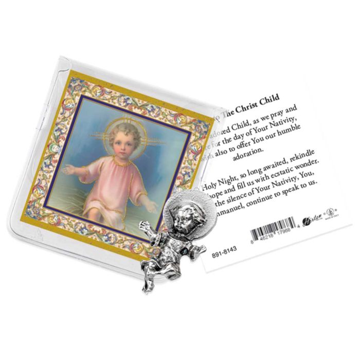1" Christ the Child Pocket Statue with Holy Card in a Clear Pouch