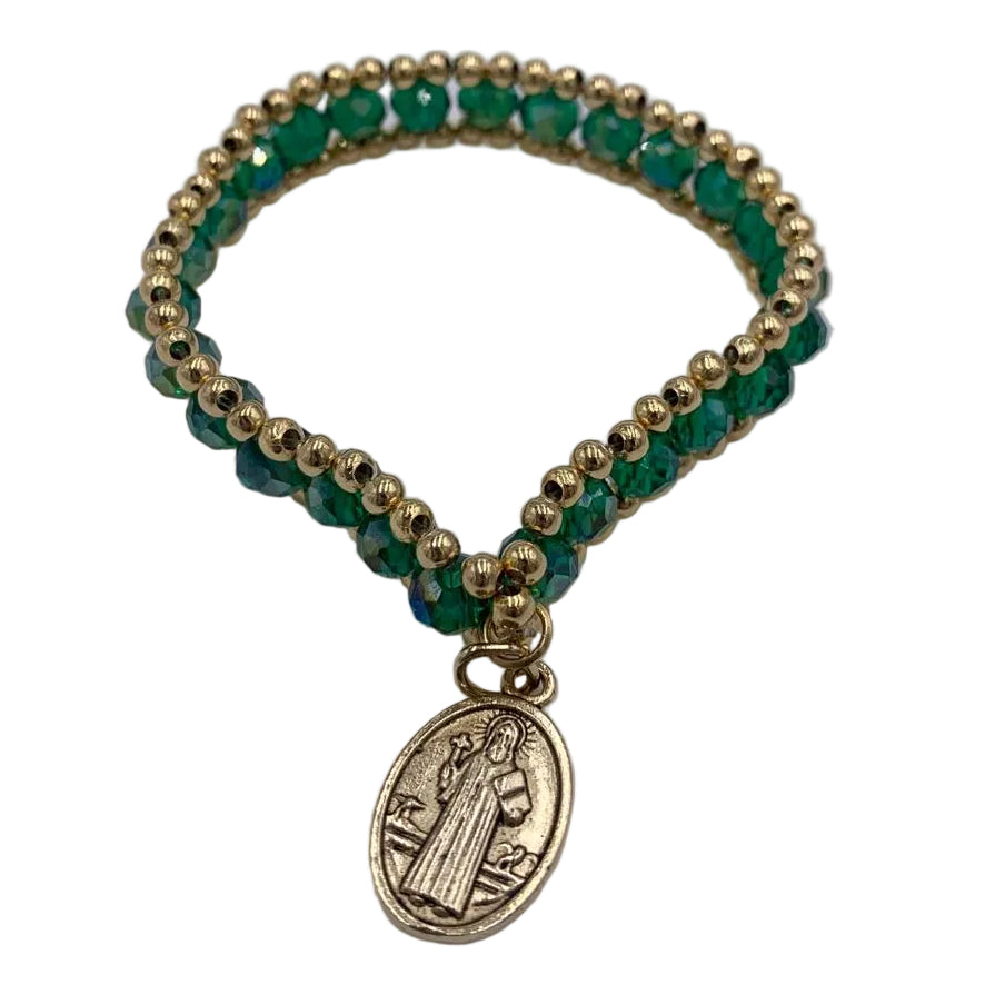 ST BENEDICT MEDAL BRACELET  WITH GOLD AND  DIFFERENT COLORS