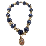 GOLD AND COLORFUL BRACELETS WITH DIFFERENT MEDALS