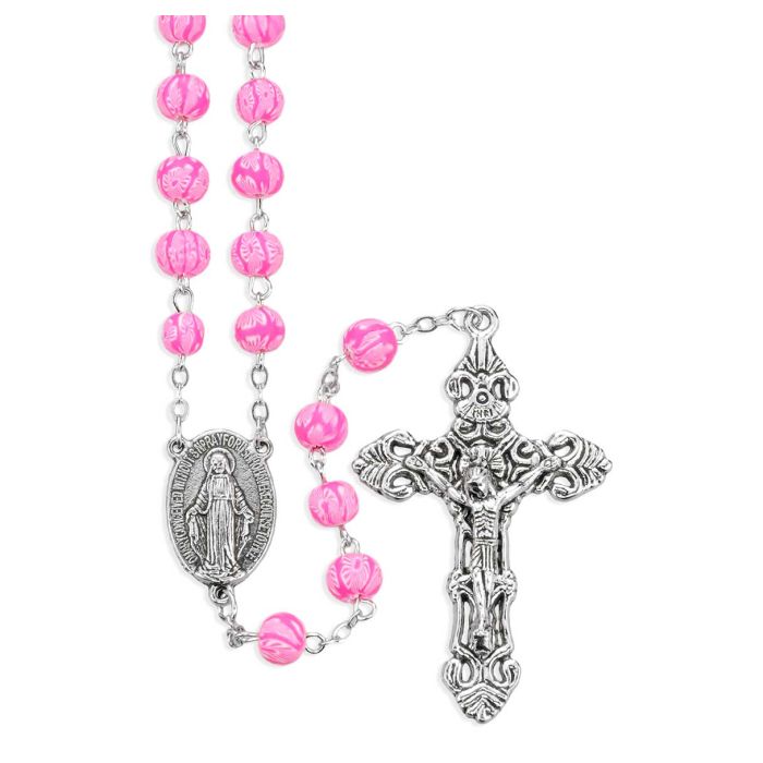 6mm Pink Pastel Fimo Bead Rosary
