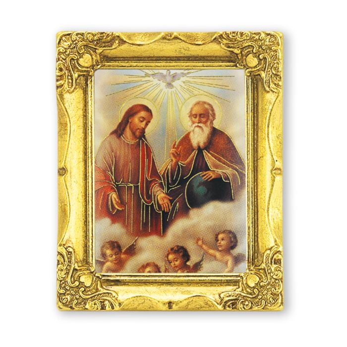 3" x 2" Antique Gold Frame with Holy Trinity Print-P65