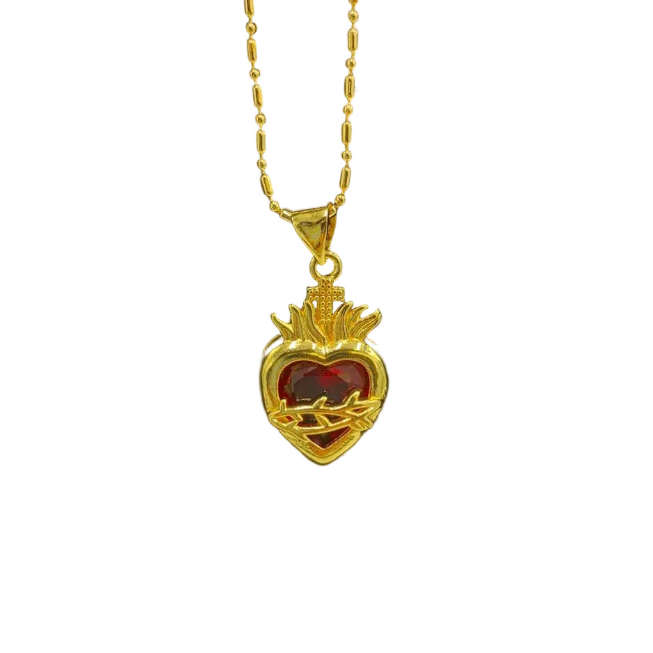 GOLD PLATED SACRED HEART NECKLACE