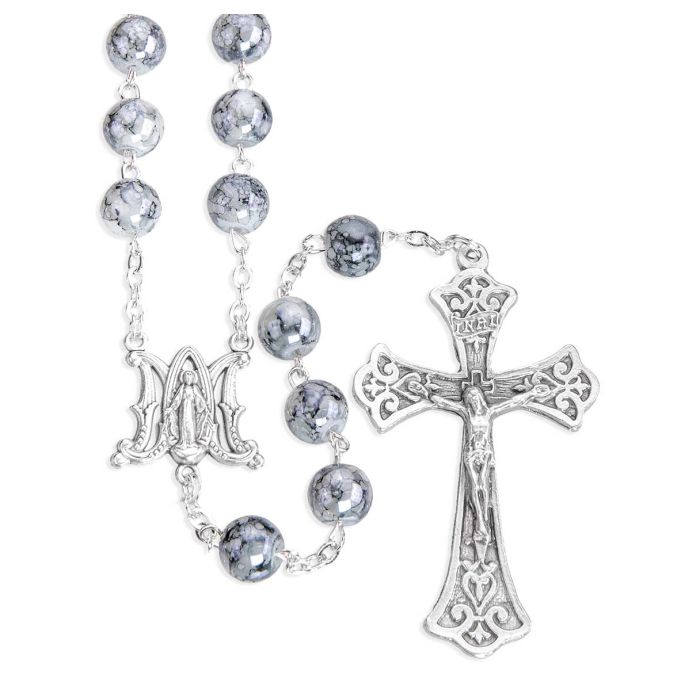 Marbleized Glass Bead Rosary