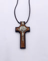 ST BENEDICT MEDAL  WOOD CROSS NECKLACE