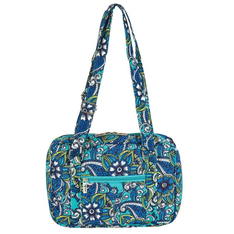 BIBLE COVER BLUE FLORAL LARGE PRINT