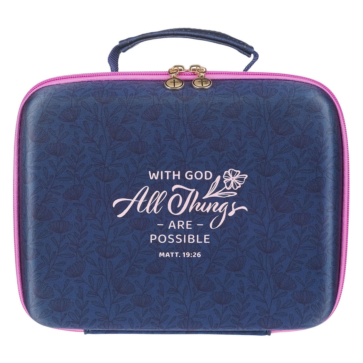All Things Are Possible Navy Two-fold Organizer Bible Case - Matthew 19:26
