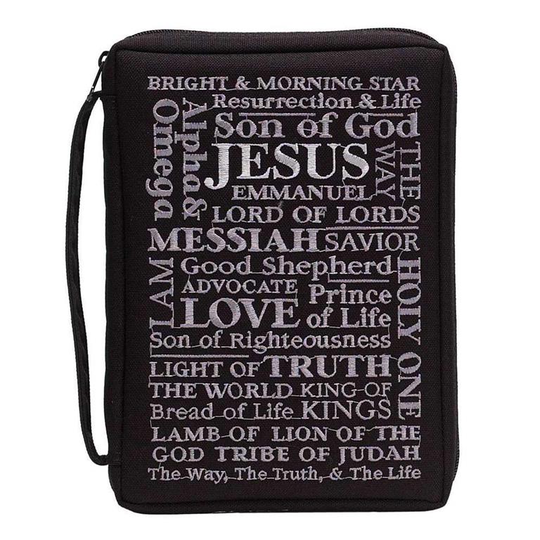 BIBLE COVER NAMES OF JESUS LARGE BLACK