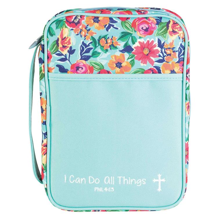 BIBLE COVER FLORAL I CAN DO LARGE PRINT