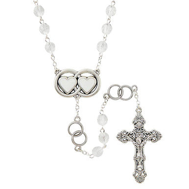 8MM DOUBLE RING CLEAR WEDDING ROSARY