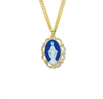 Gold Over Sterling Silver Genuine Cameo Mir Fancy Edge Oval *18" Ch-Bxd