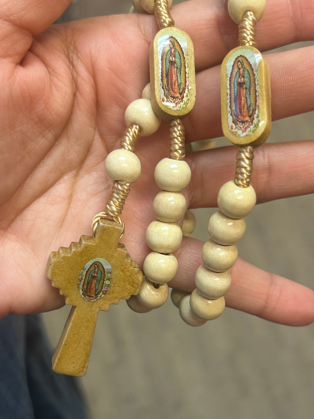 Our Lady of Guadalupe Centerpiece Wood Rosary