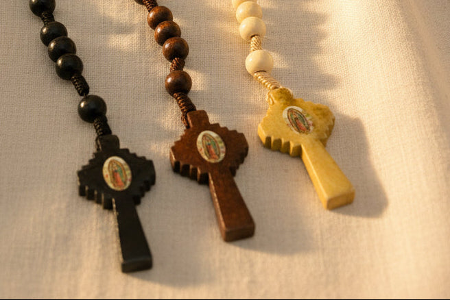 Our Lady of Guadalupe Centerpiece Wood Rosary