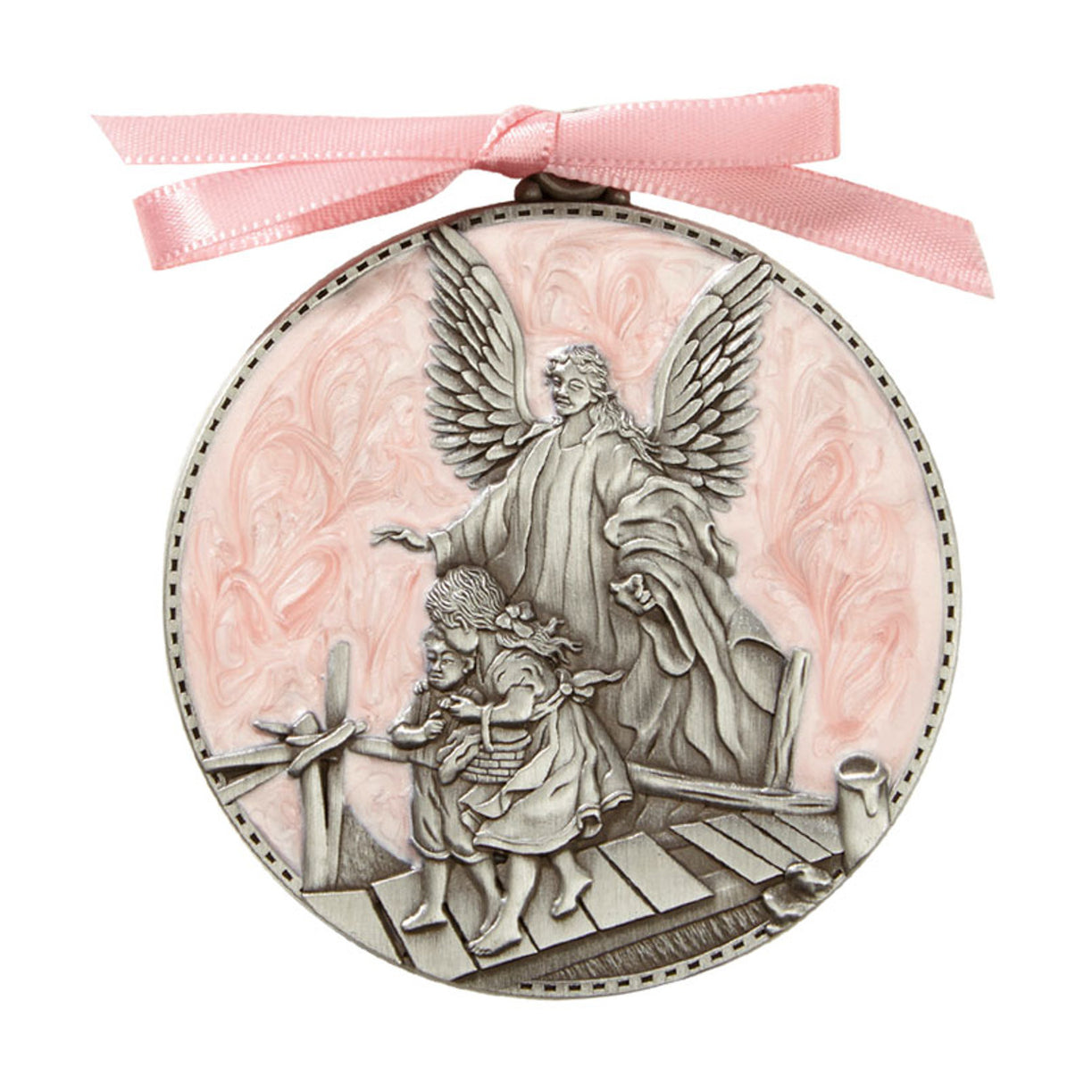 Pink Guardian Angel Crib Medal Pink Guardian Angel Crib Medal