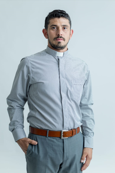 Light Grey Long sleeve Shirt W/T Priest Collar