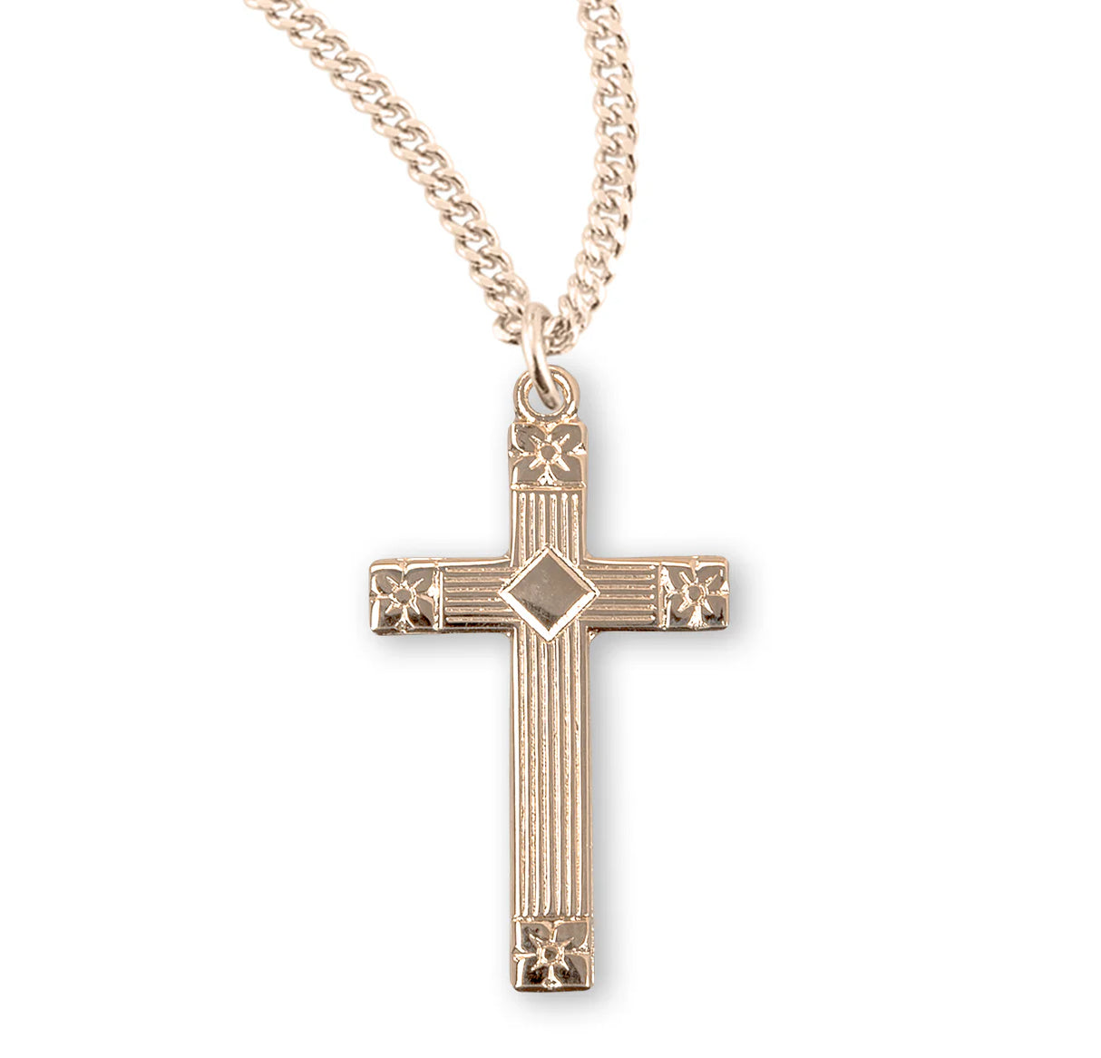 16kt Gold Over Sterling Med Fancy Cross 18" Ch-Bxd