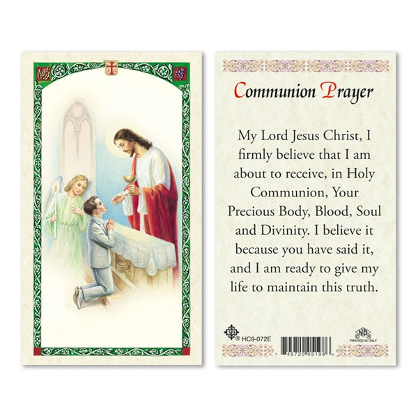 Boy's Communion Laminated Prayer Card Eucharist
