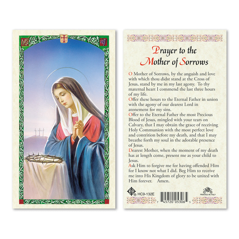 Mother Of Sorrow Laminated Prayer Card