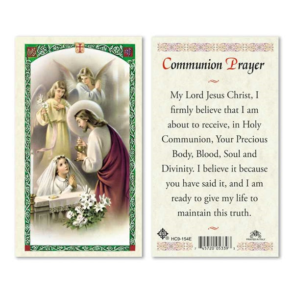 Girl's Communion with Angels Laminated Prayer Card