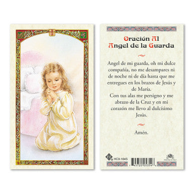Angel De Guardia Nina Spanish Laminated Prayer Card