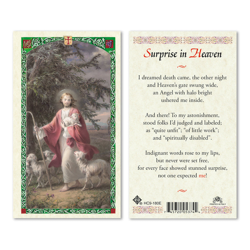 Surprise In Heaven Laminated Prayer Card
