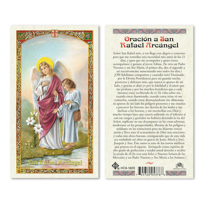 San Rafael Archangel Spanish Laminated Prayer Card