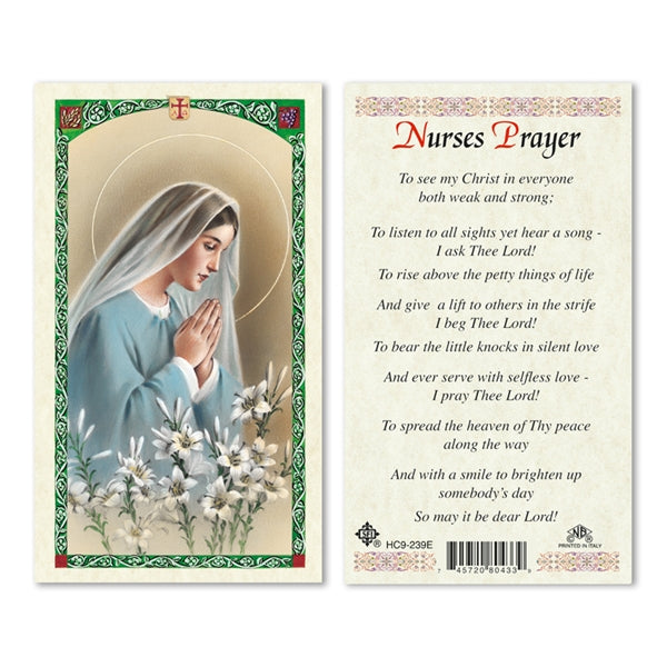 Nurse's Prayer Laminated Prayer Card