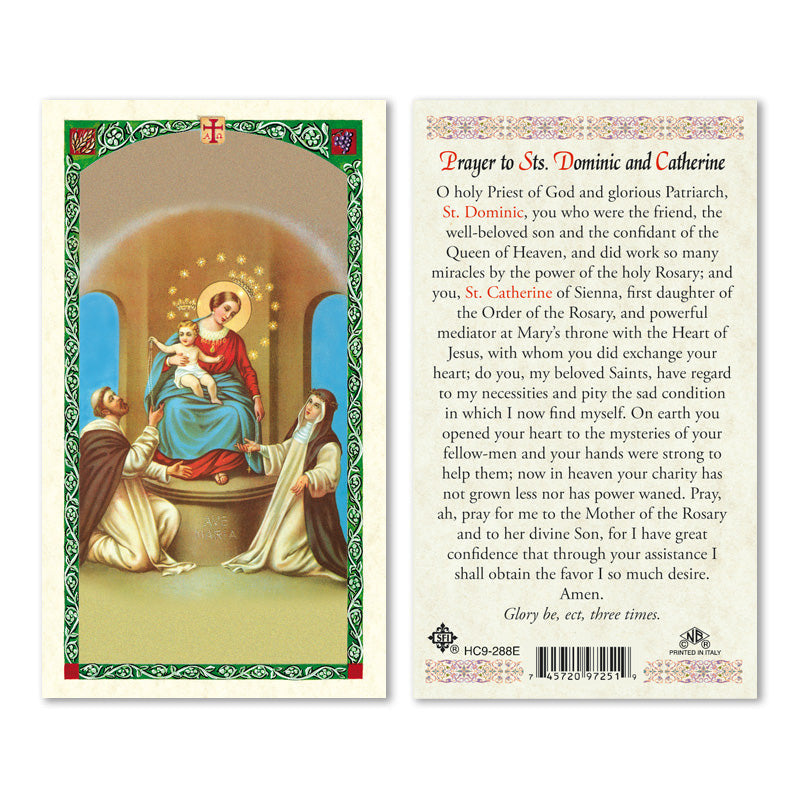 St. Dominic & Catherine Laminated Prayer Card