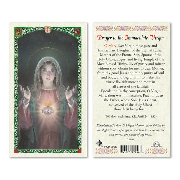 Prayer To The Immaculate Virgin Laminated Prayer Card