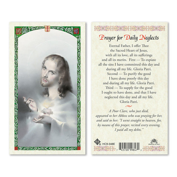 Prayer For Daily Neglects Laminated Prayer Card