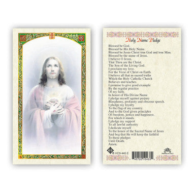Sacred Heart Of Jesus / Holy Name Pledge Laminated Prayer Card