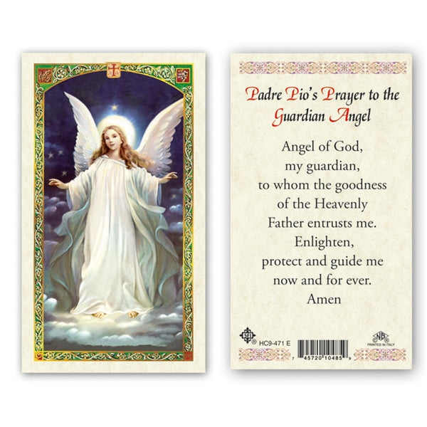 Saint Padre Pio's Prayer to The Guardian Angel Laminated Prayer Card