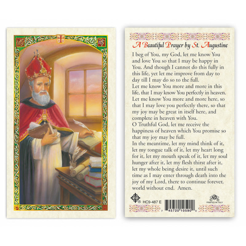 St. Augustine- Laminated Prayer Card