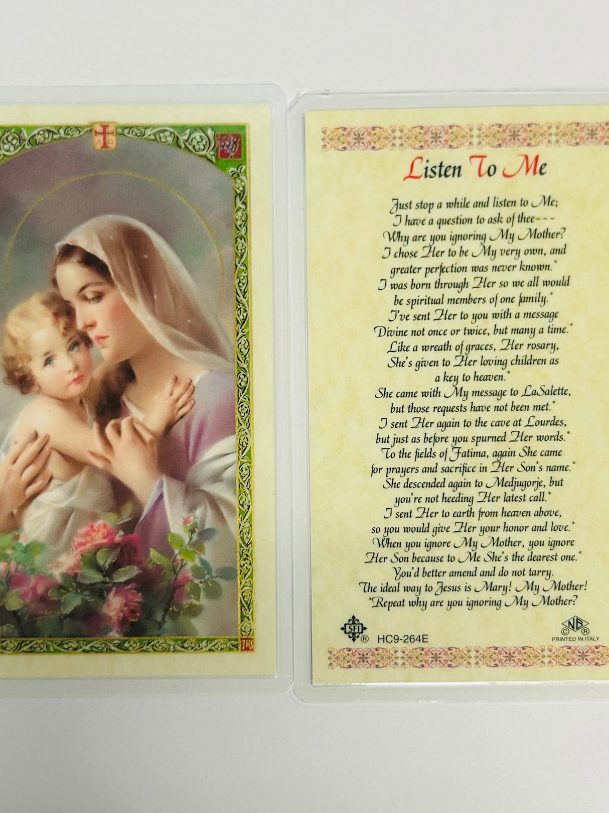 MADONNA, LISTEN TO ME Prayer Card