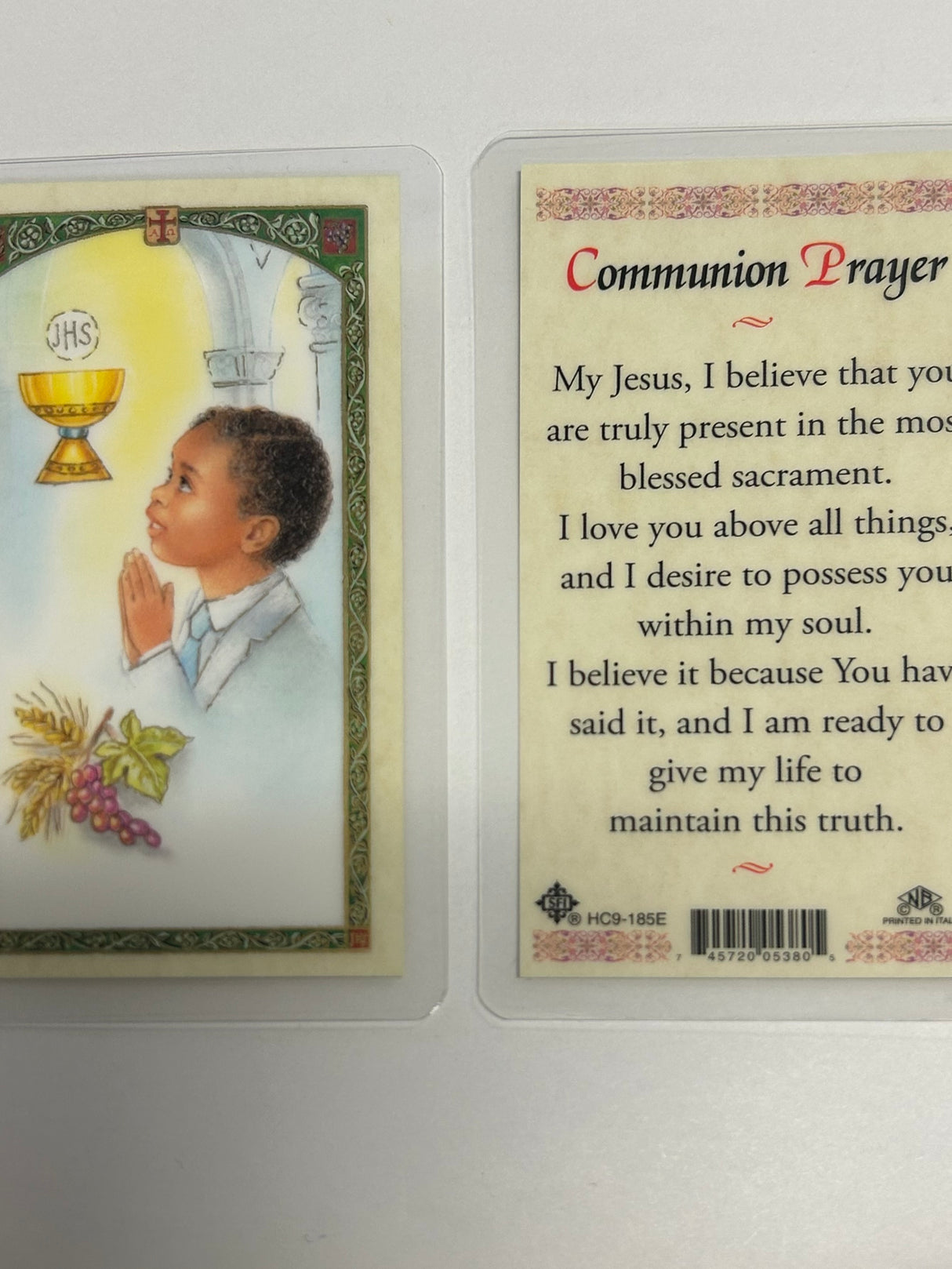 Communion Prayer Holy Prayer Card Laminated