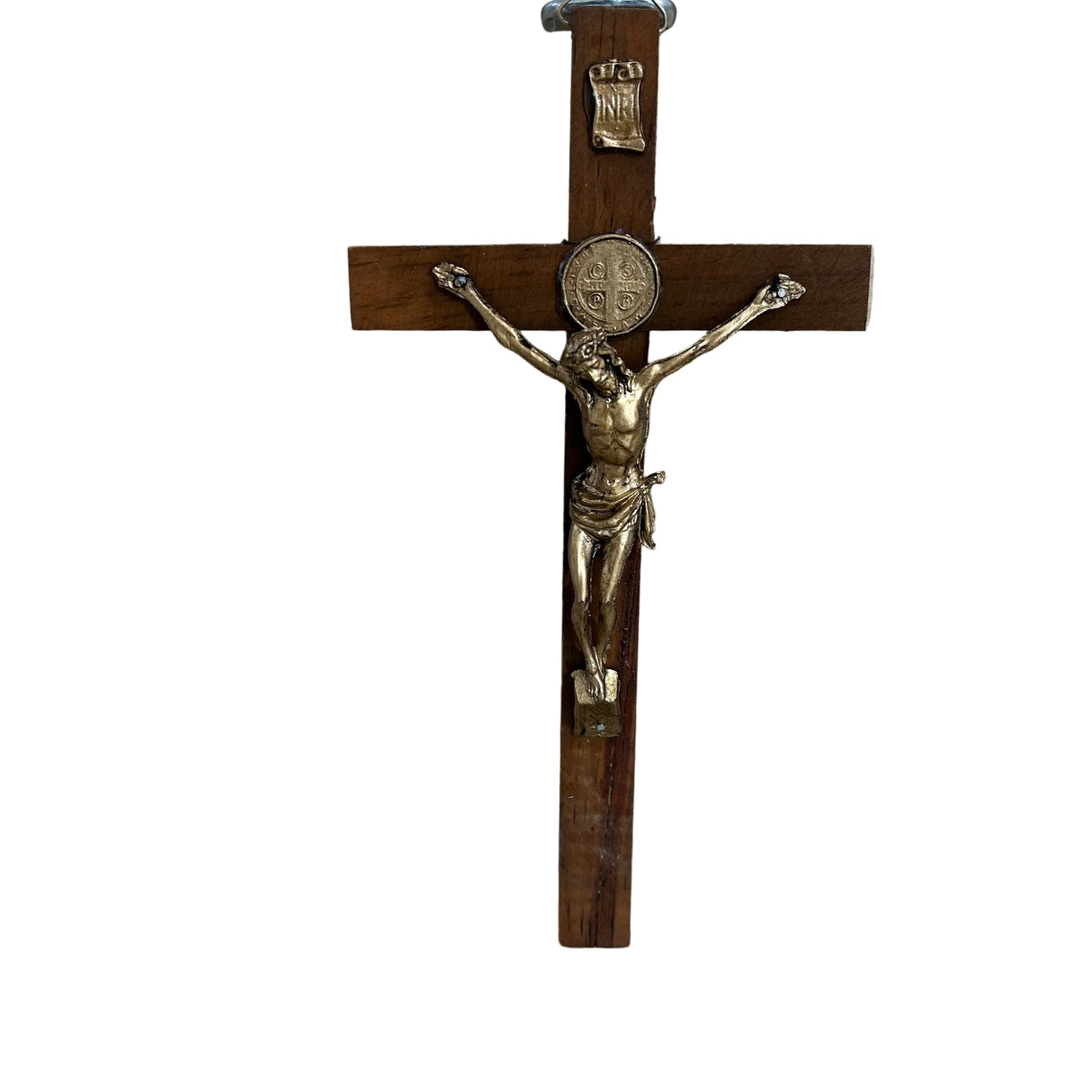 Wood Cross w/t Gold Crucifix
