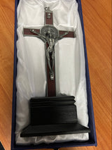 St. Benedict Crucifix Wooden Table Cross With Base 9"  -C2