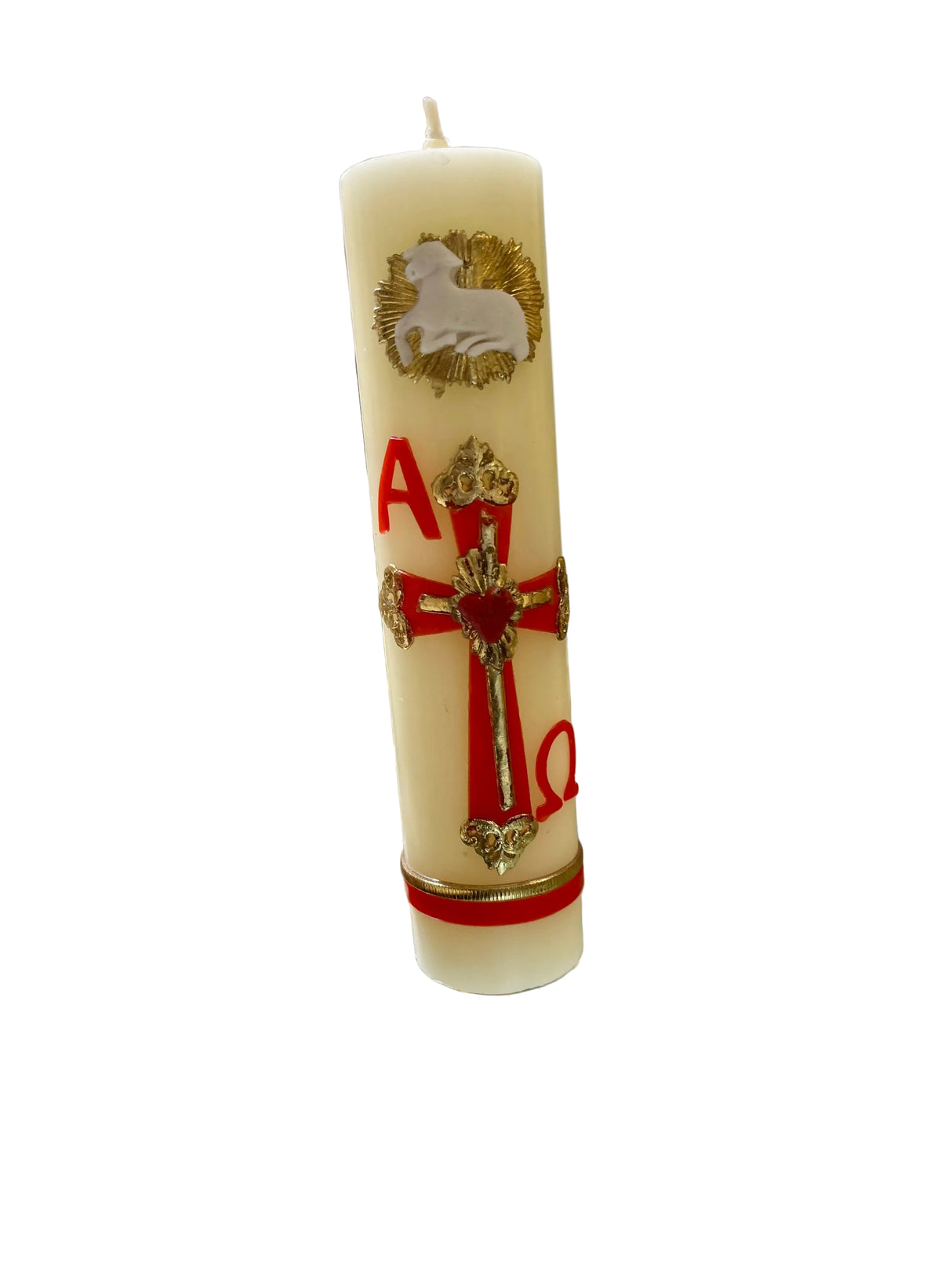 CIRIO/ CANDLE WITH CROSS, ALPHA & OMEGA