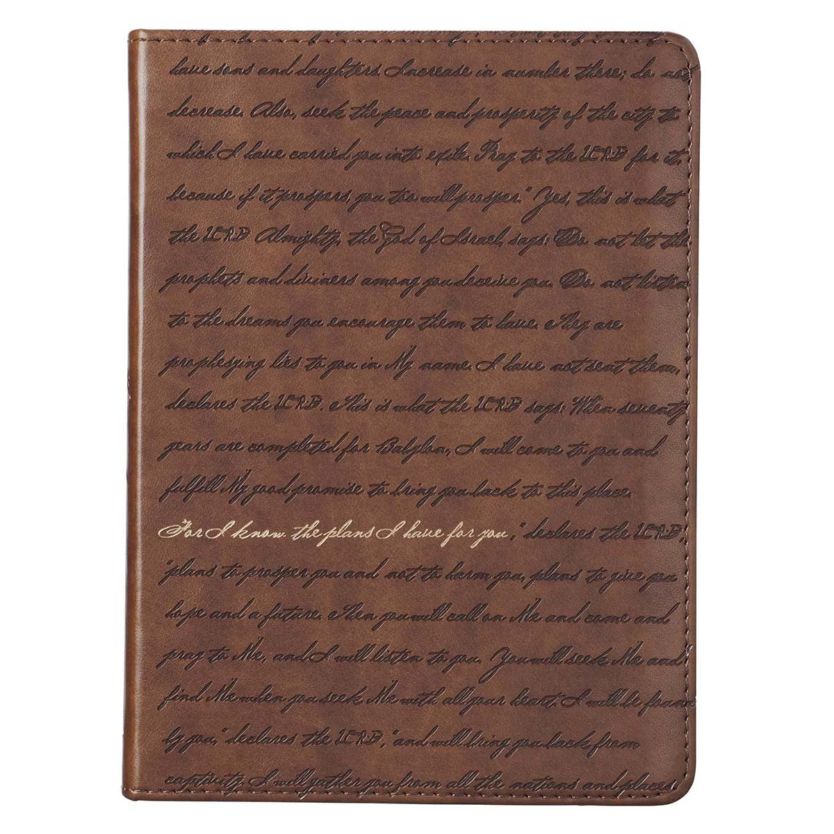 I Know the Plans Brown Handy-size Faux Leather Journal - Jeremiah 29:11
