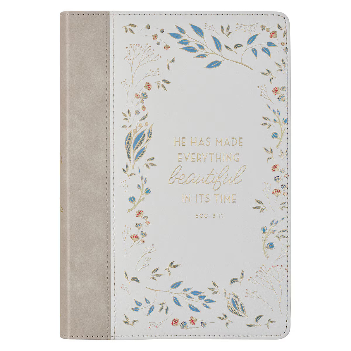 Everything Beautiful Cream Floral Faux Leather Classic Journal - Ecclesiastes 3:11