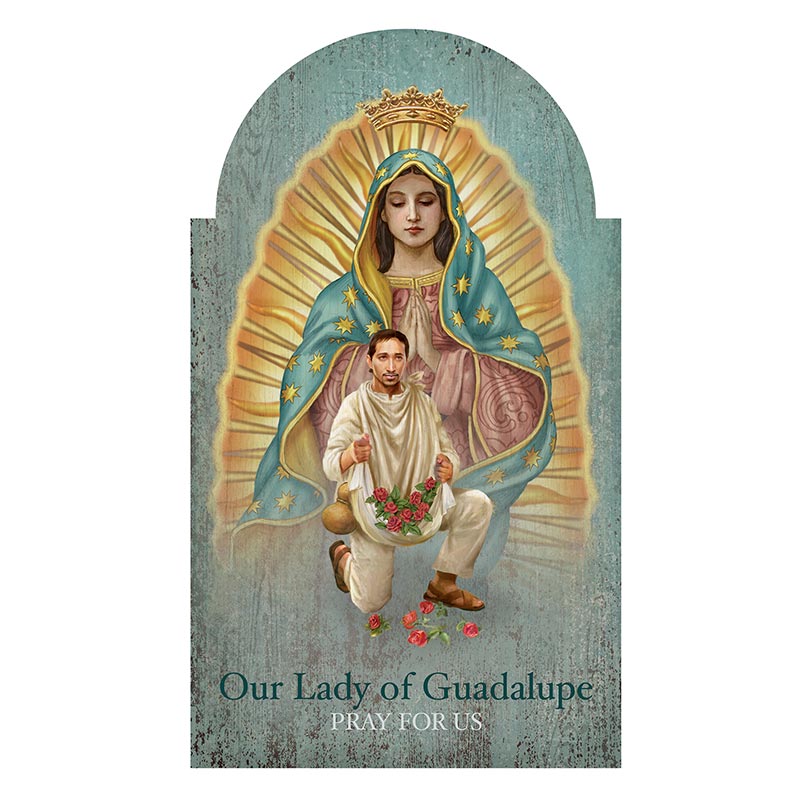 Our Lady of Guadalupe with Juan Diego Arched Plaque-B2