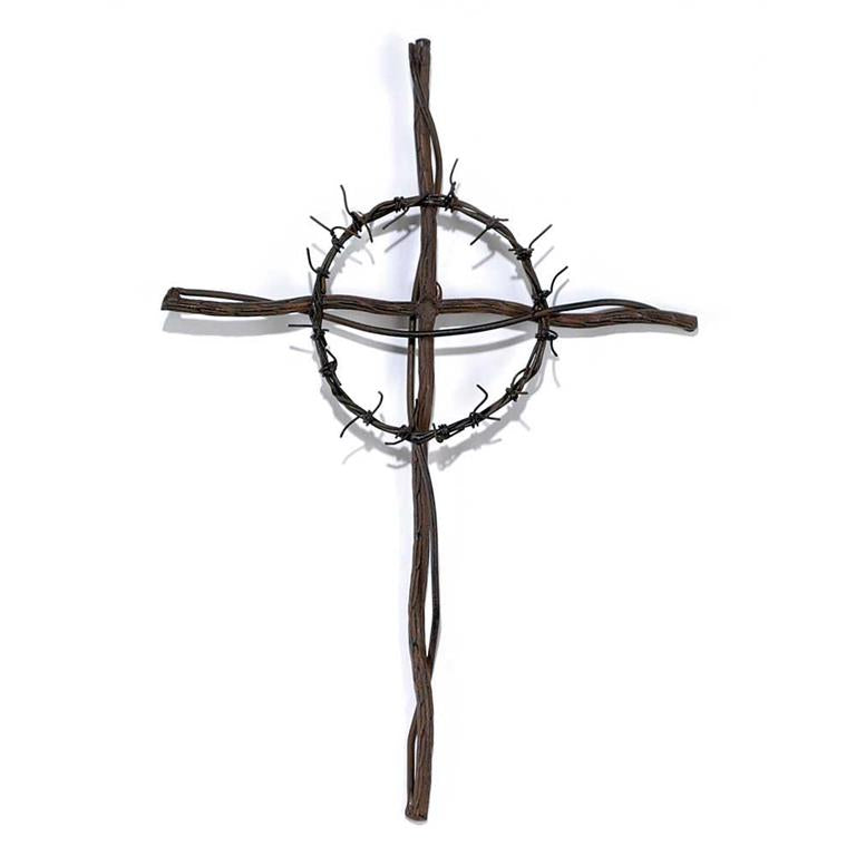 CROWN OF THORNS METAL WALL CROSS A-2 C