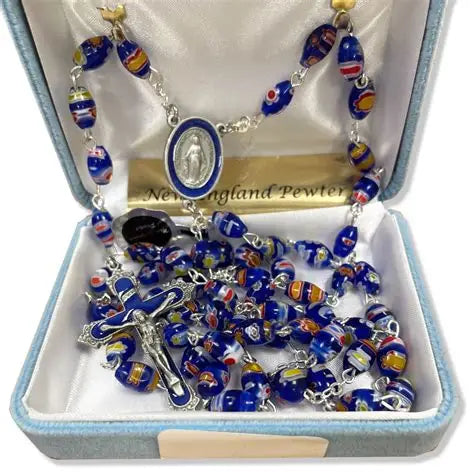 Blue Venetian Glass Bead Rosary