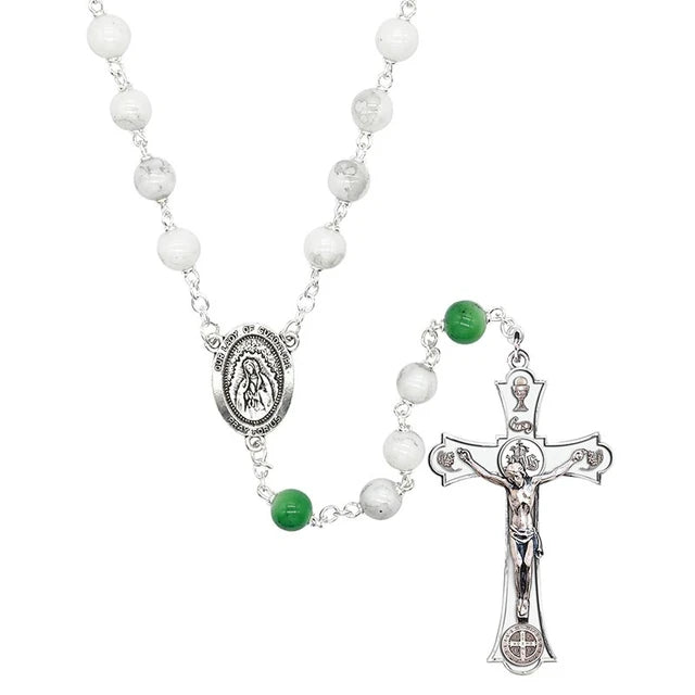 Antique Silver Plate Enamel Rosary