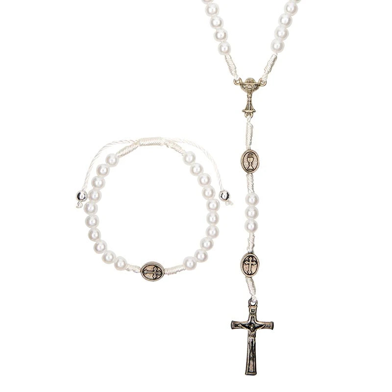 First Communion Necklace Bracelet Set E4-R